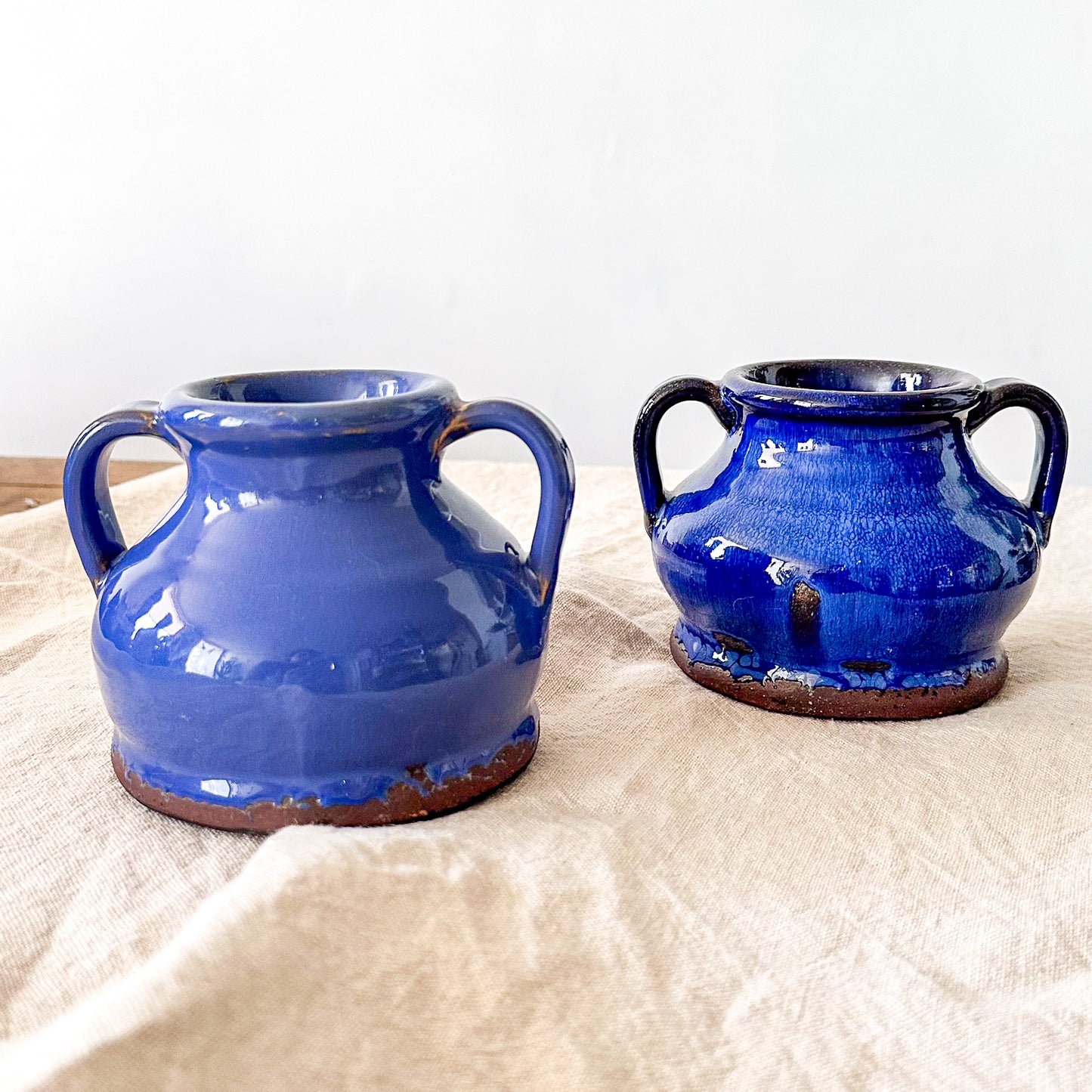 Vasija Rústica Cerámica Azul 13cm - Mini Florero Artesanal Florero Frank Home Chile