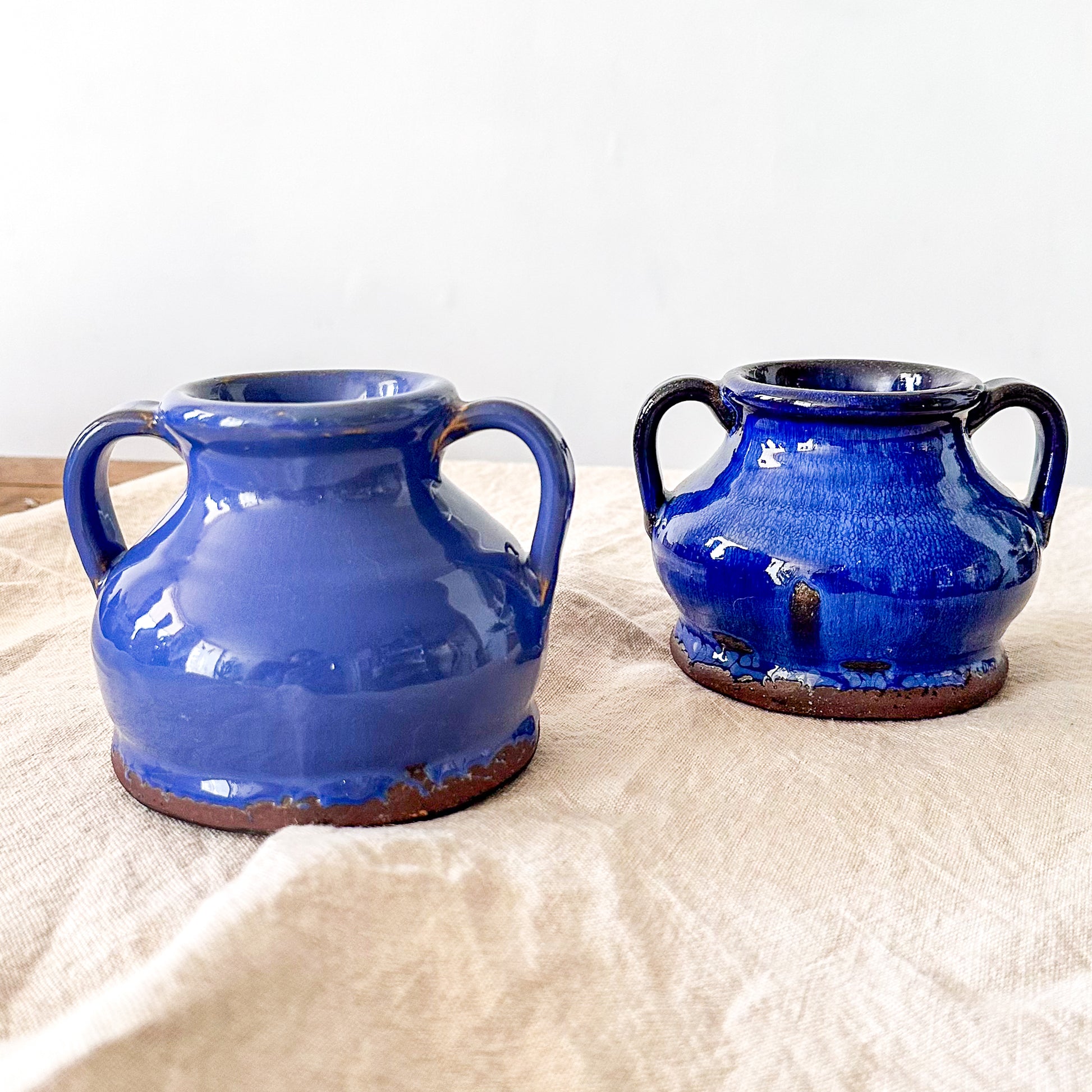 Vasija Rústica Cerámica Azul 13cm - Mini Florero Artesanal Florero Frank Home Chile