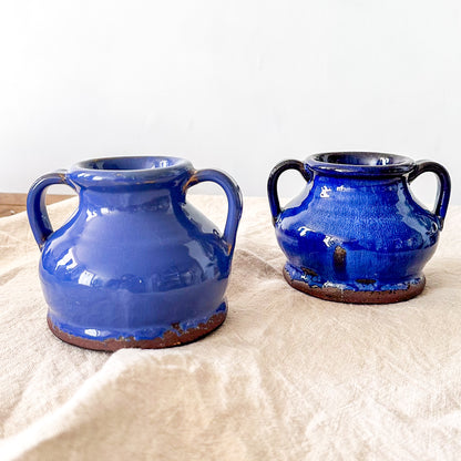 Vasija Rústica Cerámica Azul 13cm - Mini Florero Artesanal Florero Frank Home Chile