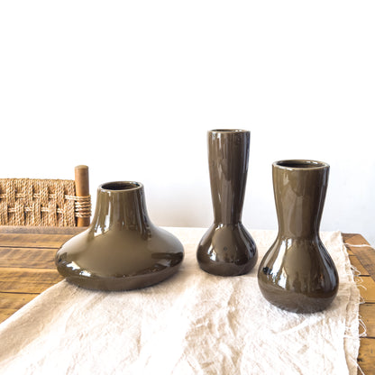 Florero Cerámica Café Moro Esmaltada - 3 Tamaños Disponibles Florero Frank Home Chile