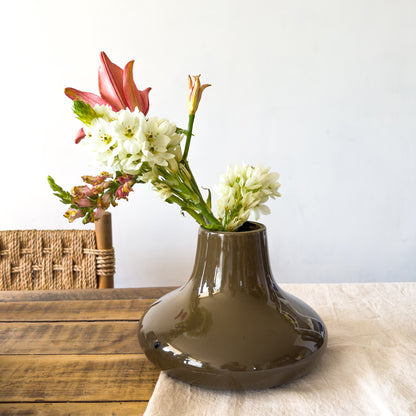 Florero Cerámica Café Moro Esmaltada - 3 Tamaños Disponibles Florero Frank Home Chile