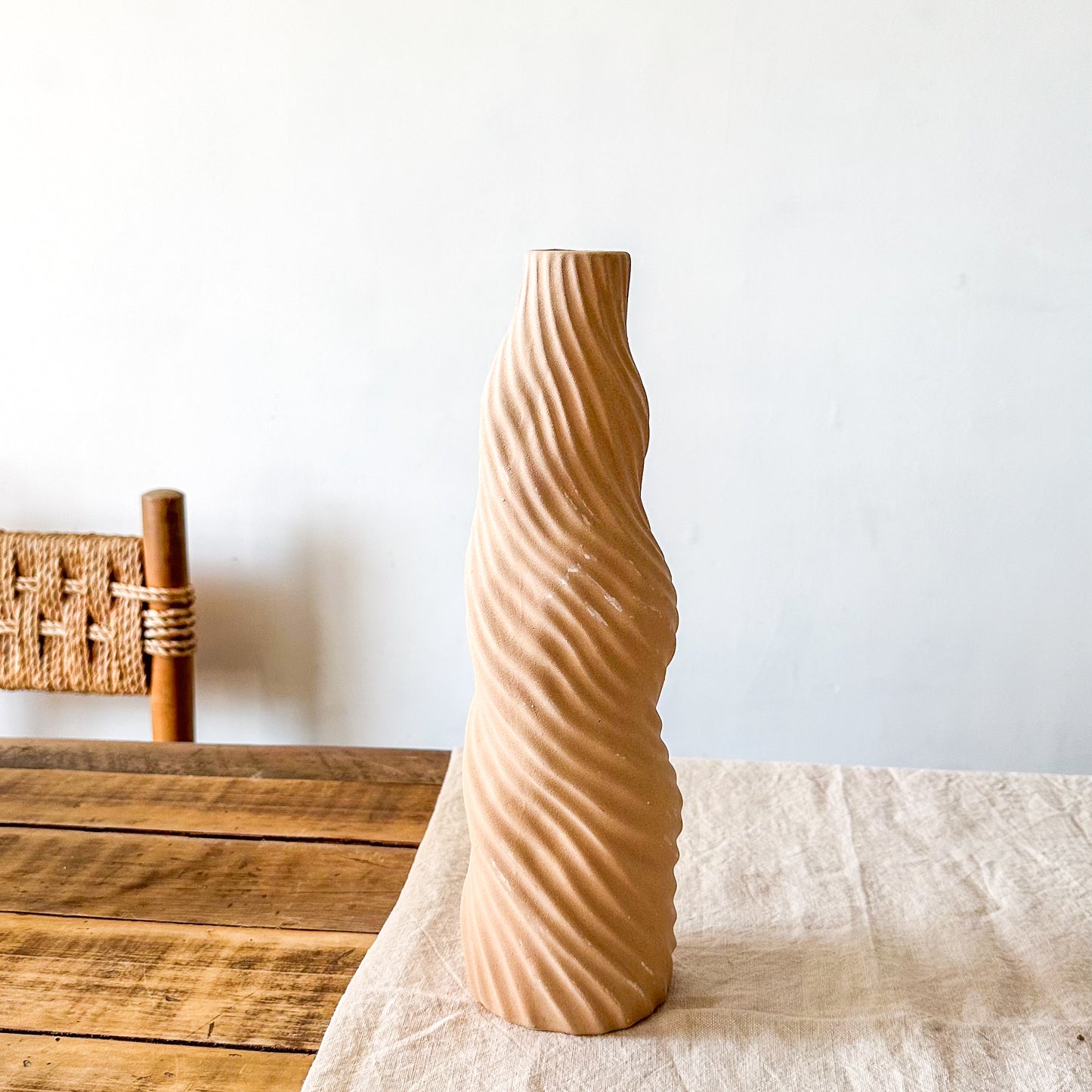 Floreros Terracota Artesanales - Diseño Hojas y Espiral 30-33cm Florero Frank Home Chile