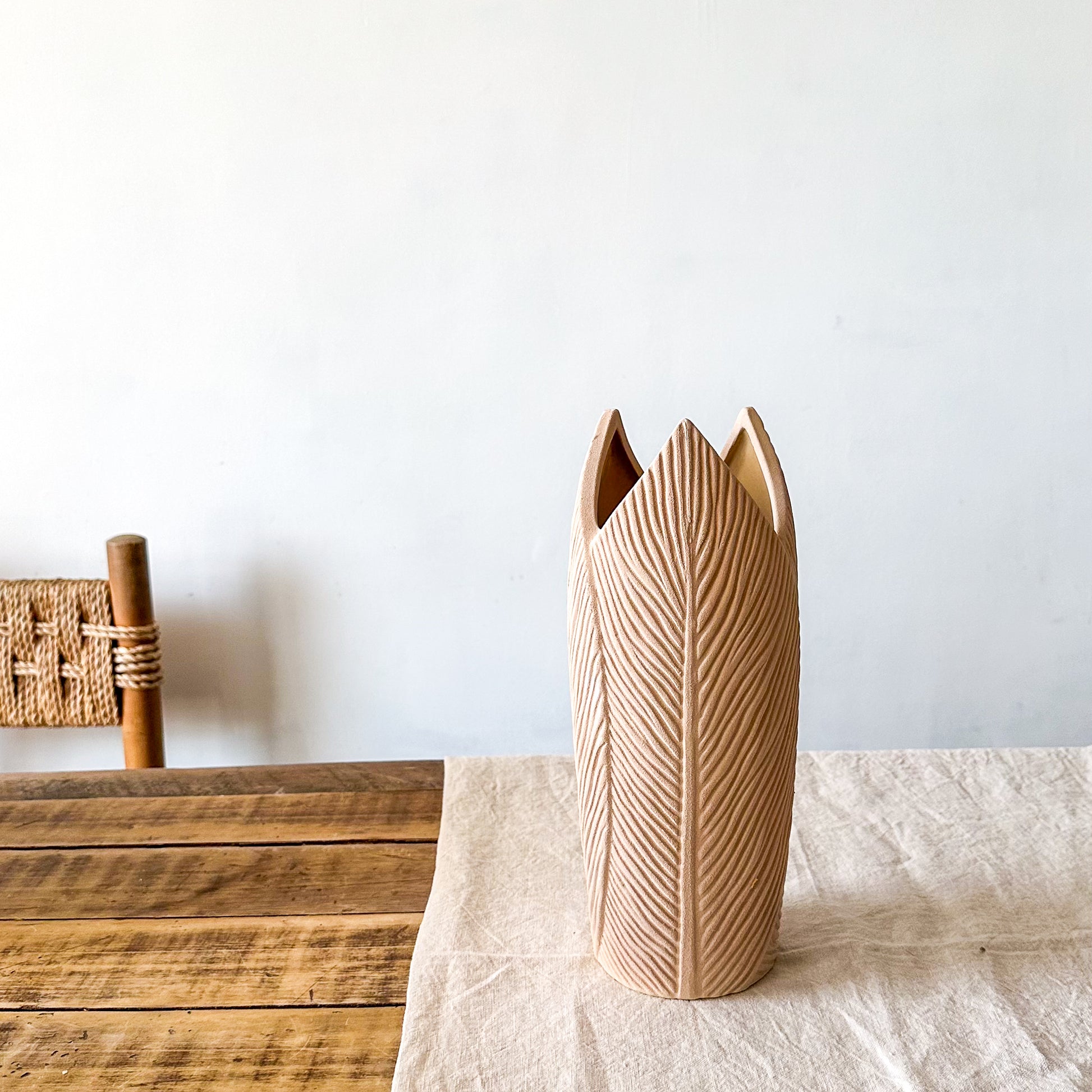 Floreros Terracota Artesanales - Diseño Hojas y Espiral 30-33cm Florero Frank Home Chile