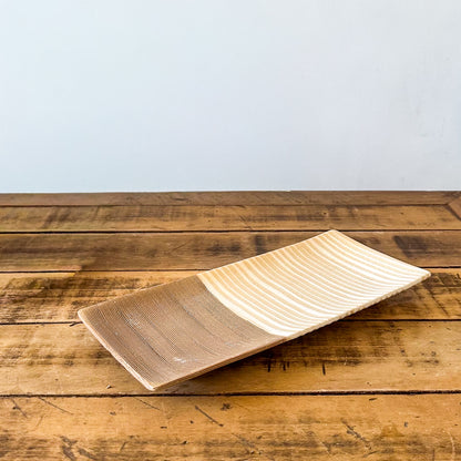 Bandeja Cerámica Bicolor Texturas Rústicas 31x14 cm - Beige y Café bandeja Frank Home Chile