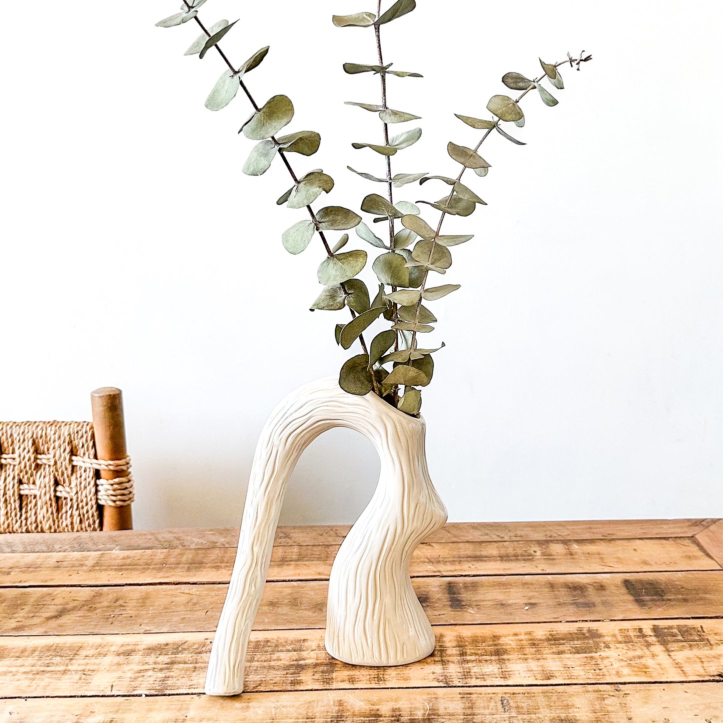 Florero Cerámica Forma Árbol 23,5 cm - Diseño Orgánico Texturizado Florero Frank Home Chile