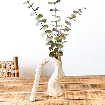 Florero Cerámica Forma Árbol 23,5 cm - Diseño Orgánico Texturizado Florero Frank Home Chile