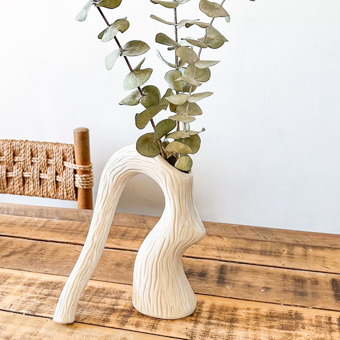 Florero Cerámica Forma Árbol 23,5 cm - Diseño Orgánico Texturizado Florero Frank Home Chile