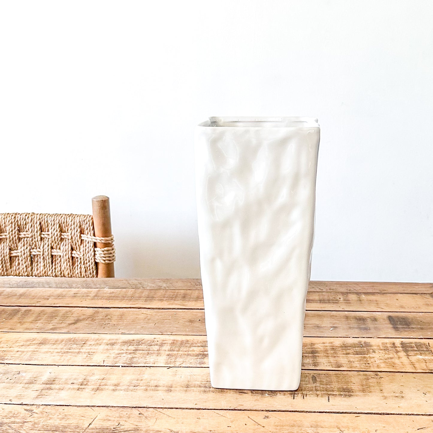 Florero Rectangular Cerámica Esmaltada 35x15 cm - Diseño Contemporáneo Florero Frank Home Chile