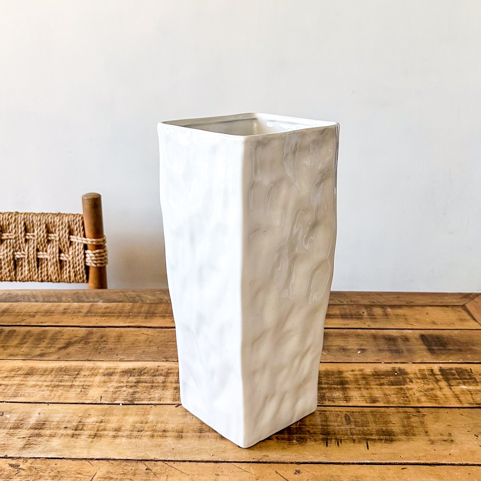 Florero Rectangular Cerámica Esmaltada 35x15 cm - Diseño Contemporáneo Florero Frank Home Chile