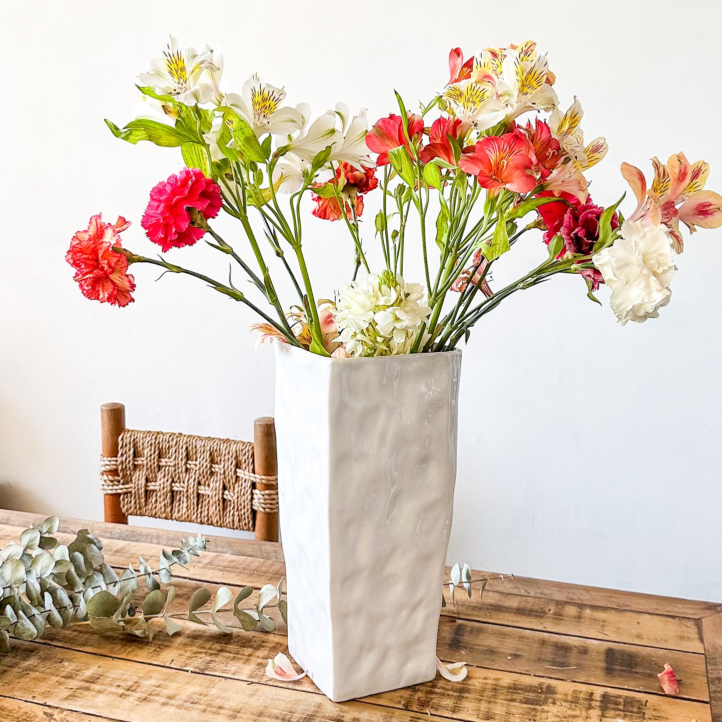 Florero Rectangular Cerámica Esmaltada 35x15 cm - Diseño Contemporáneo Florero Frank Home Chile