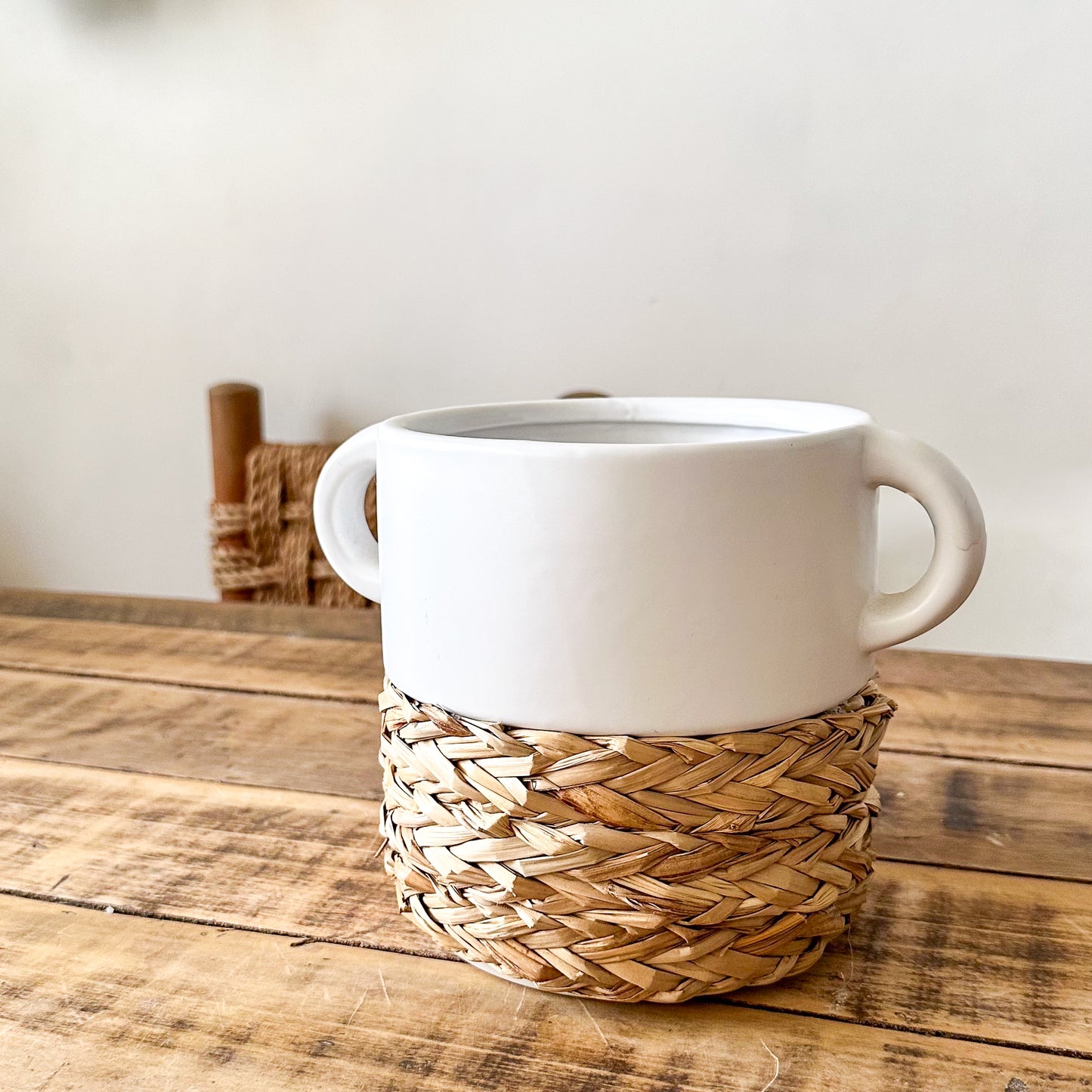 Vasija Cerámica Trenza Cestería 25cm - Frank Home Florero Frank Home Chile