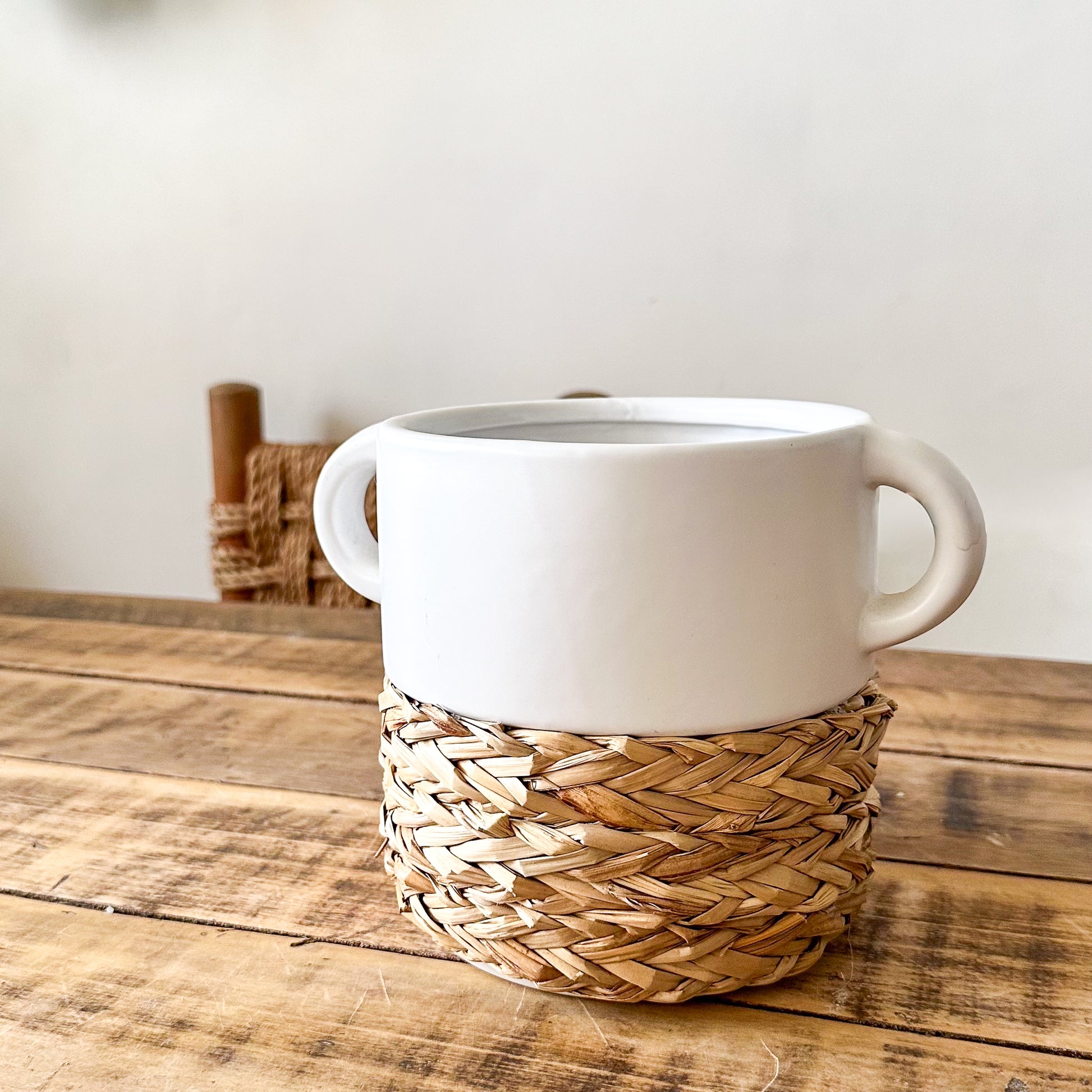 Vasija Cerámica Trenza Cestería 25cm - Frank Home Florero Frank Home Chile