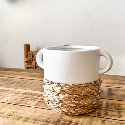 Vasija Cerámica Trenza Cestería 25cm - Frank Home Florero Frank Home Chile