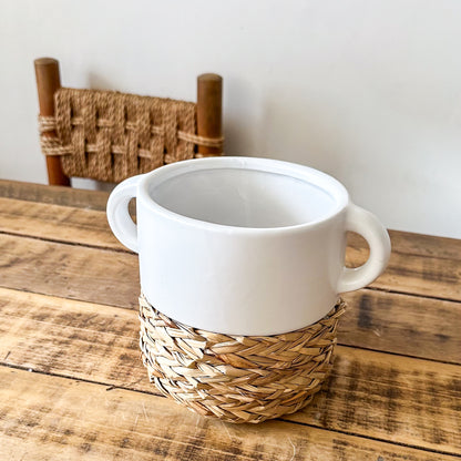 Vasija Cerámica Trenza Cestería 25cm - Frank Home Florero Frank Home Chile