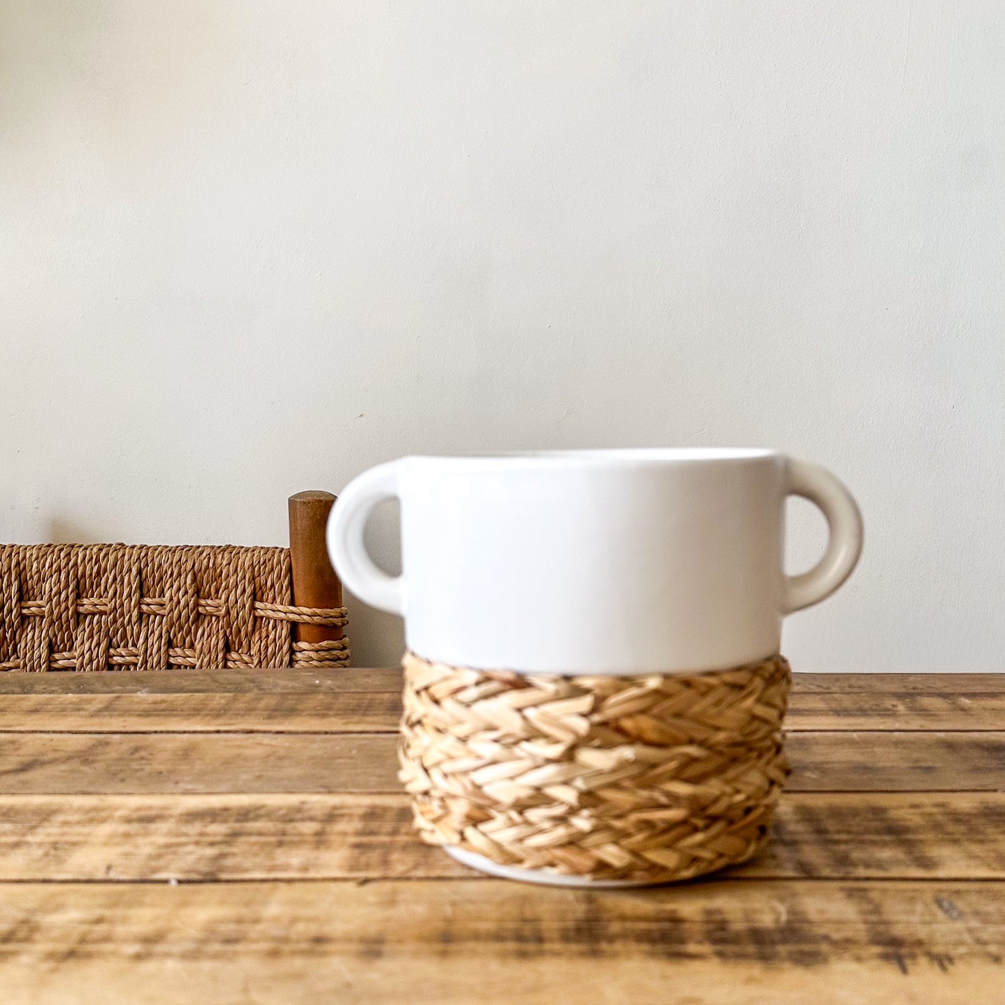 Vasija Cerámica Trenza Cestería 25cm - Frank Home Florero Frank Home Chile