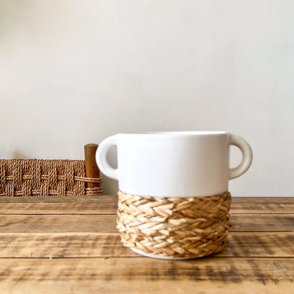 Vasija Cerámica Trenza Cestería 25cm - Frank Home Florero Frank Home Chile