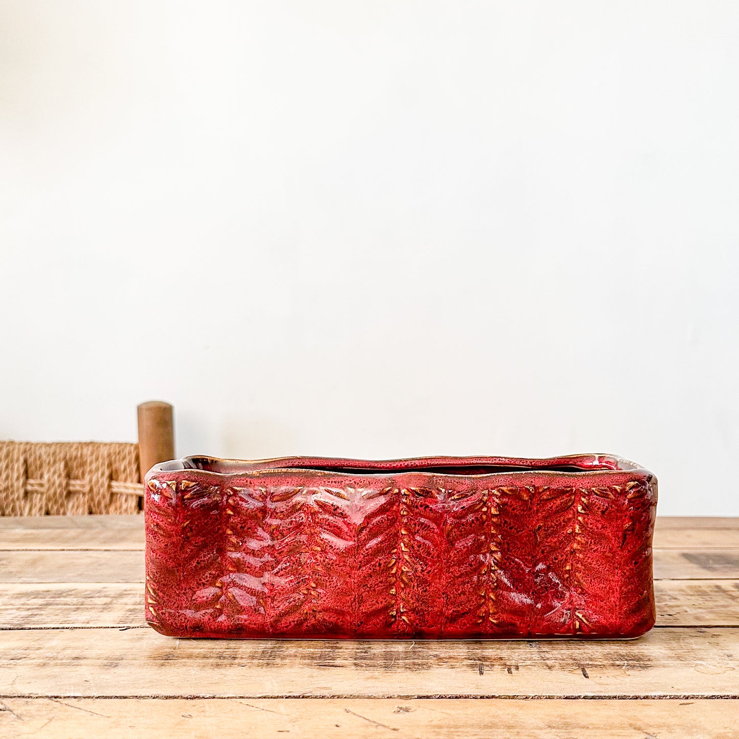 Set 2 Jardineras Cerámica Esmaltada Burdeo Porta Macetero Frank Home Chile