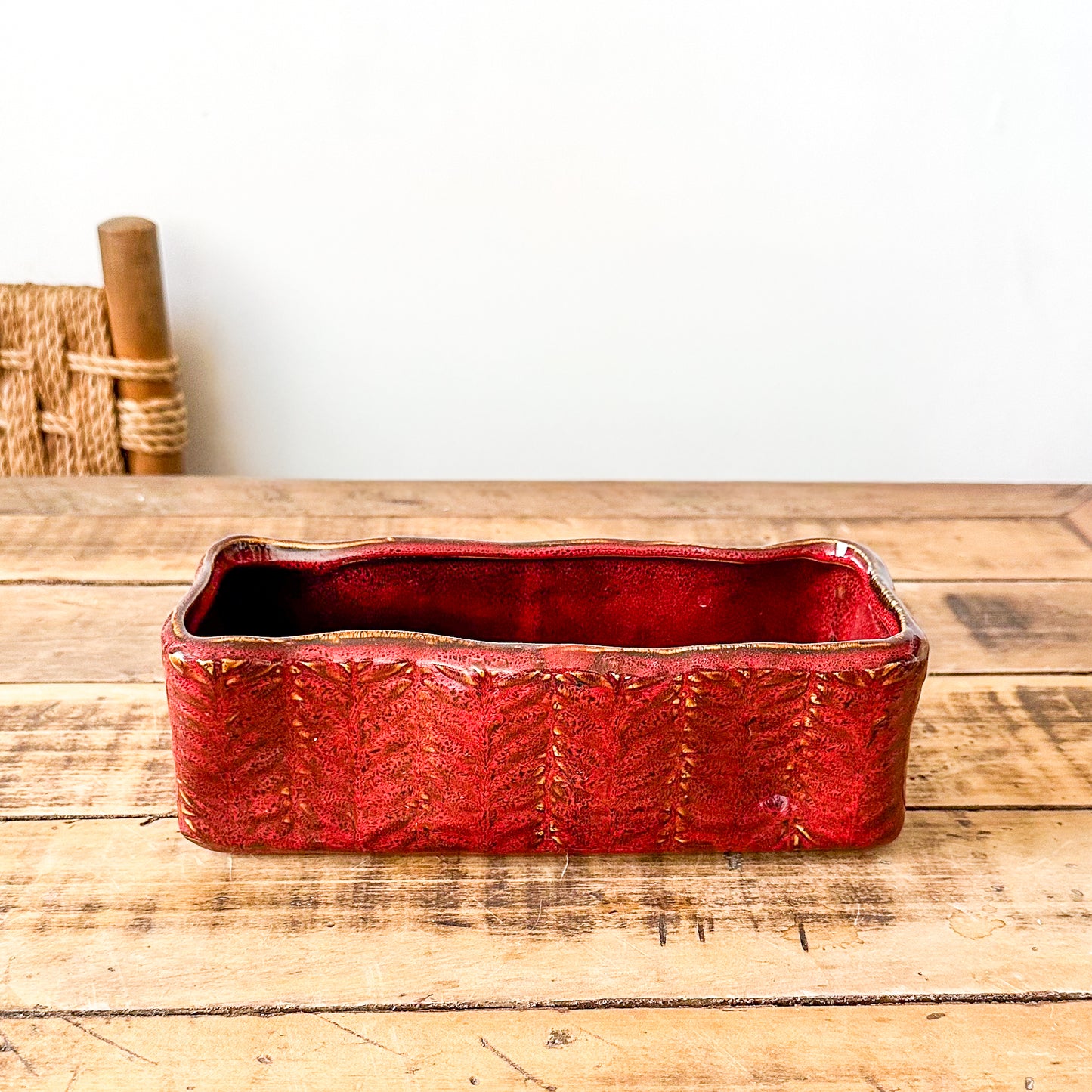 Set 2 Jardineras Cerámica Esmaltada Burdeo Porta Macetero Frank Home Chile