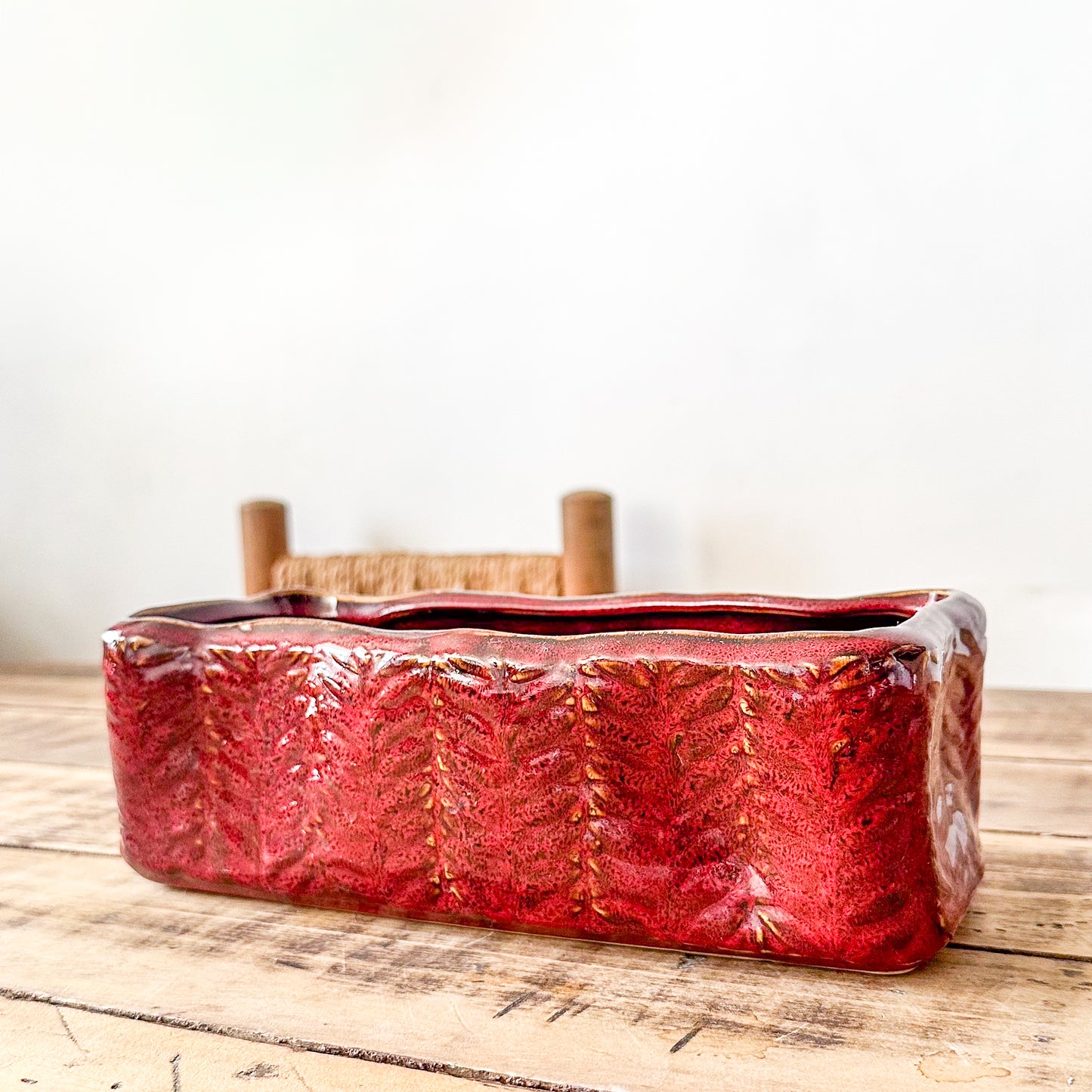 Set 2 Jardineras Cerámica Esmaltada Burdeo Porta Macetero Frank Home Chile