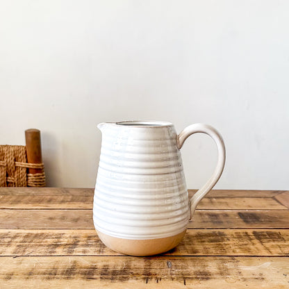 Jarra Cerámica Beige Borde Marrón Jarra Frank Home Chile