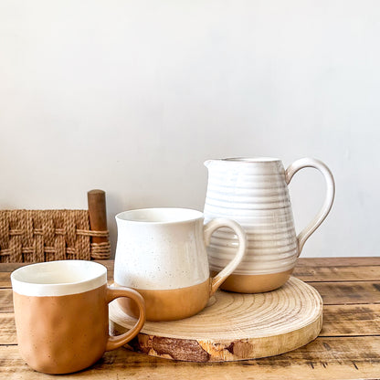 Jarra Cerámica Beige Borde Marrón Jarra Frank Home Chile