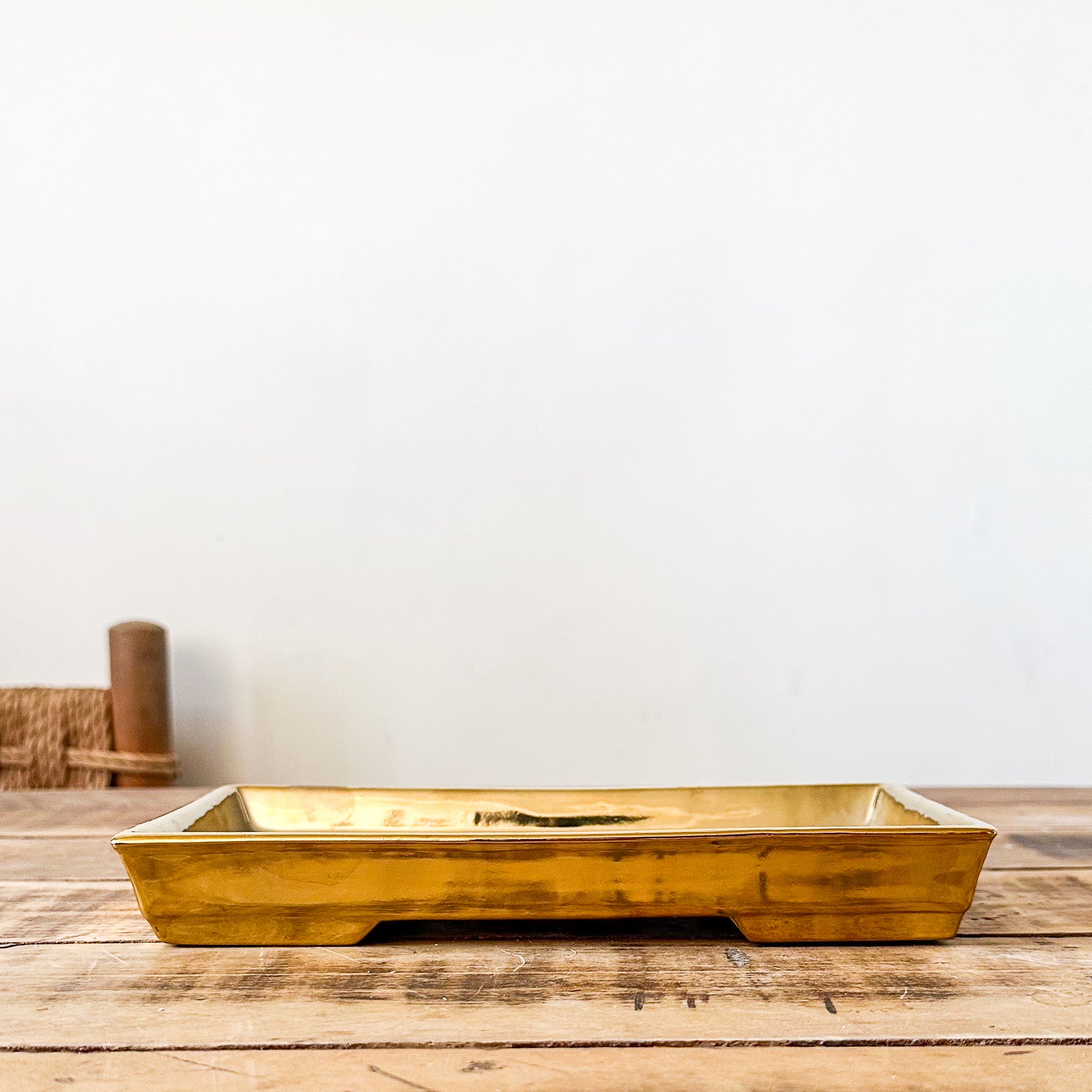Bandeja Cerámica Rectangular Dorada bandeja Frank Home Chile