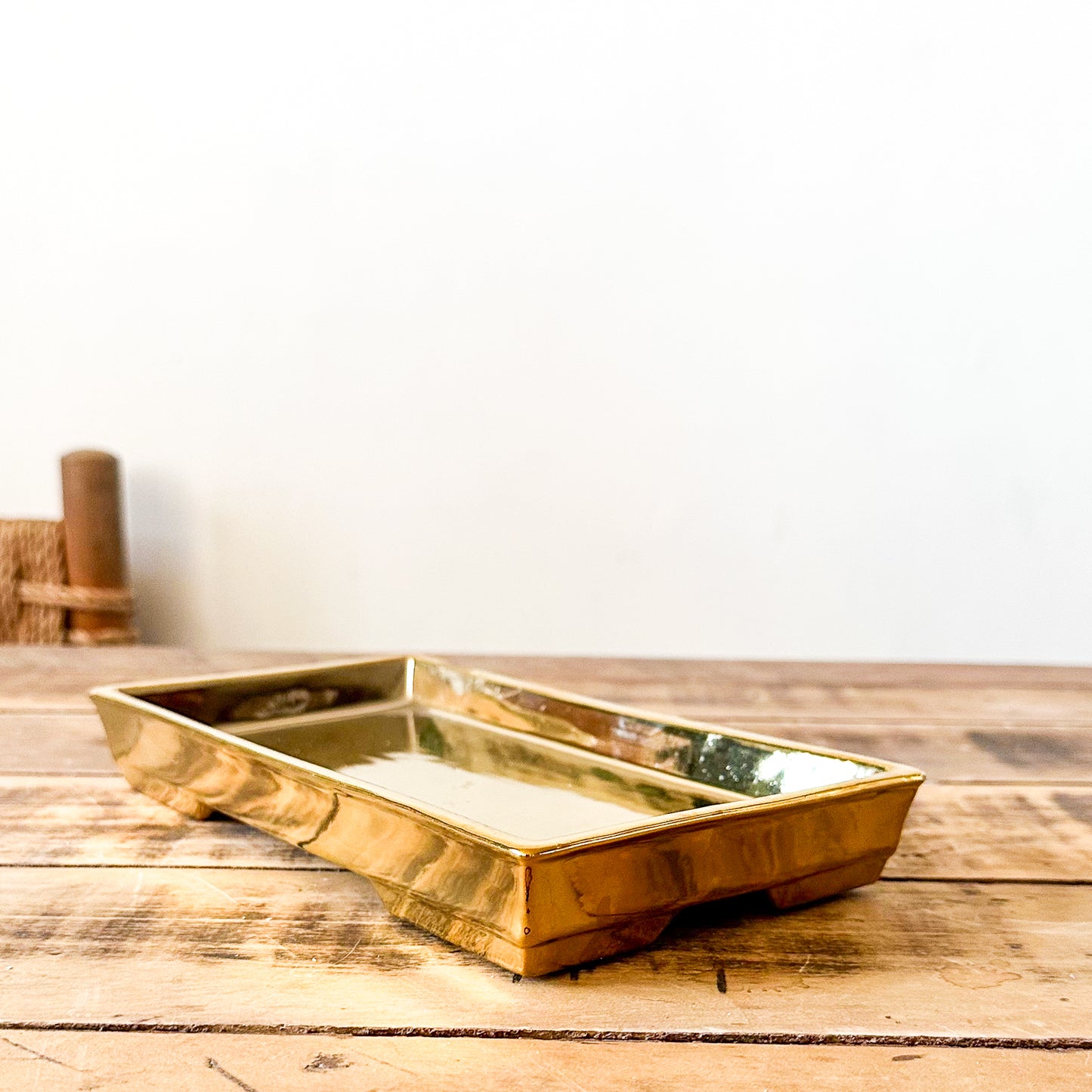 Bandeja Cerámica Rectangular Dorada bandeja Frank Home Chile