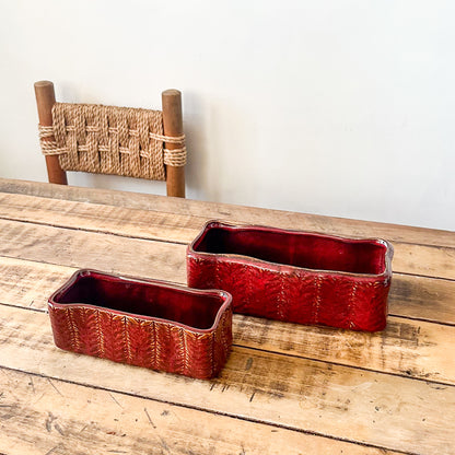 Set 2 Jardineras Cerámica Esmaltada Burdeo Porta Macetero Frank Home Chile