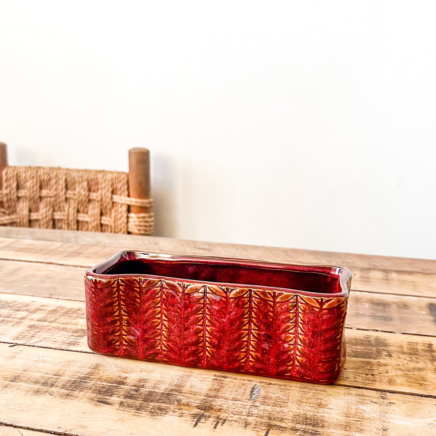 Set 2 Jardineras Cerámica Esmaltada Burdeo Porta Macetero Frank Home Chile