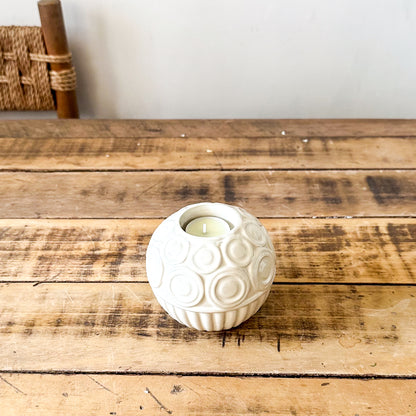 Portavela Cerámica Esmaltada con Relieves - 4 Diseños Únicos