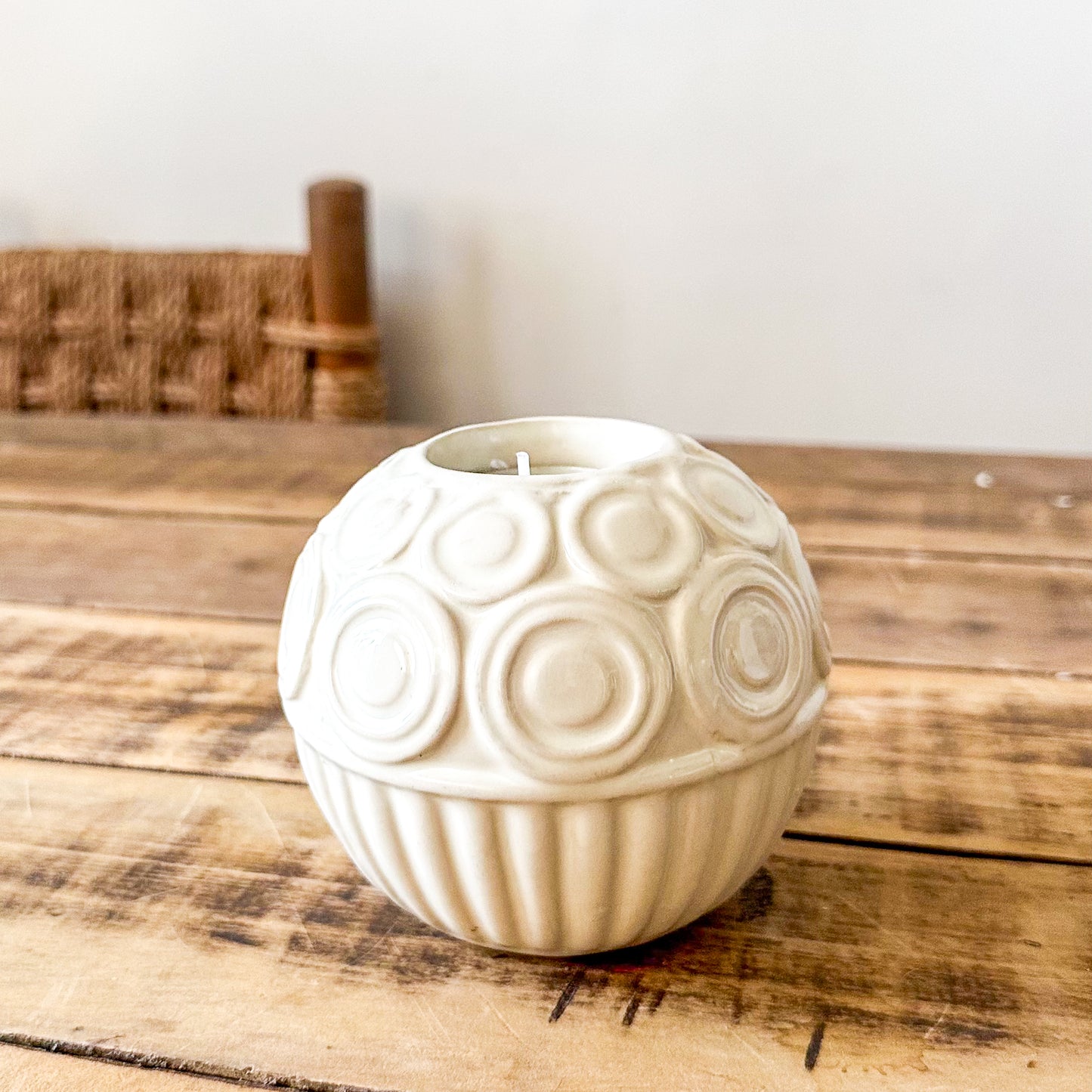 Portavela Cerámica Esmaltada con Relieves - 4 Diseños Únicos