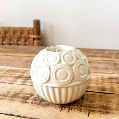 Portavela Cerámica Esmaltada con Relieves - 4 Diseños Únicos