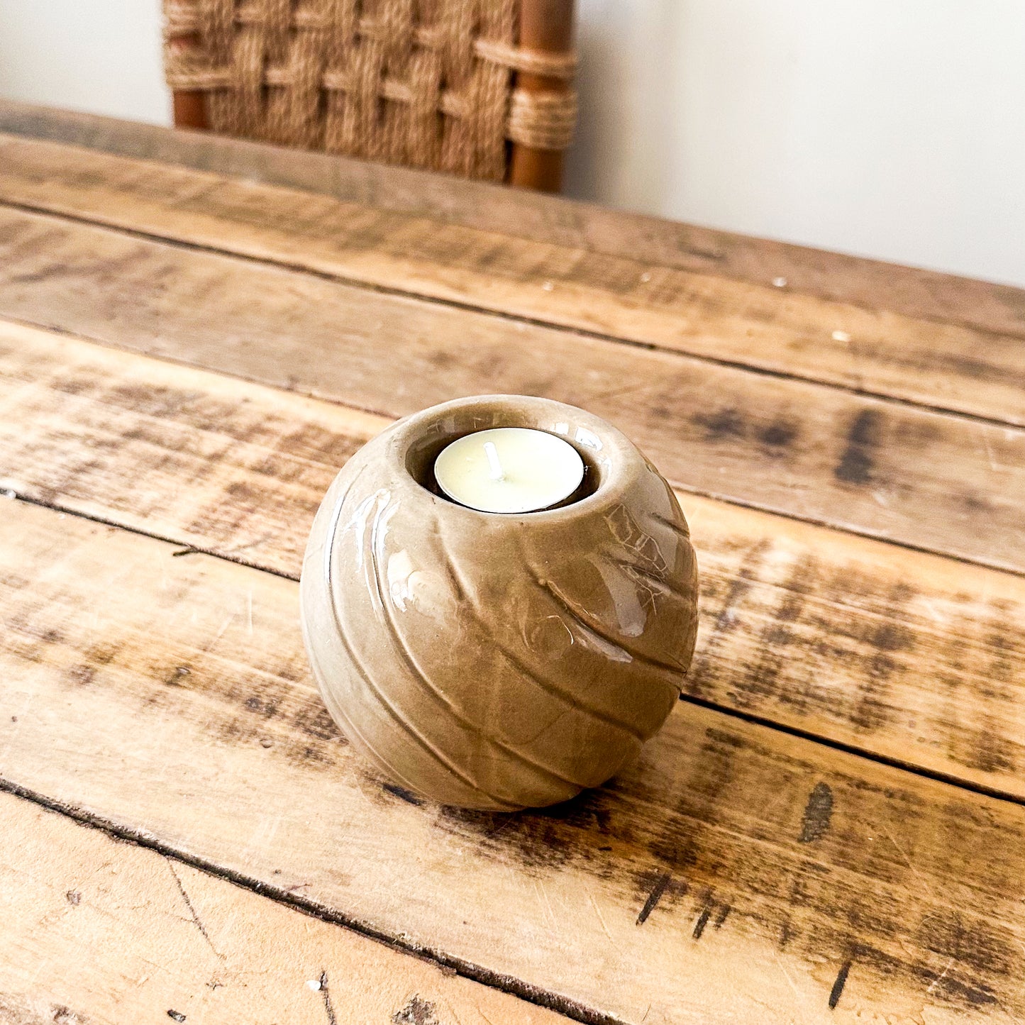 Portavela Cerámica Esmaltada con Relieves - 4 Diseños Únicos