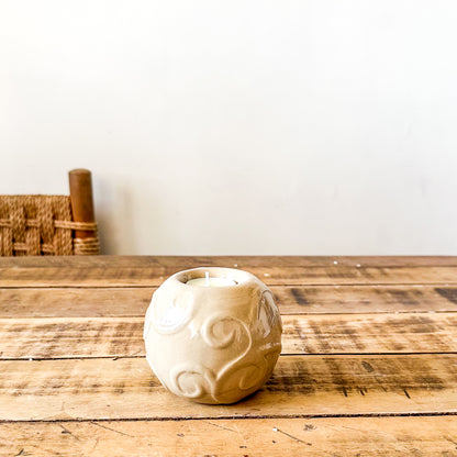 Portavela Cerámica Esmaltada con Relieves - 4 Diseños Únicos