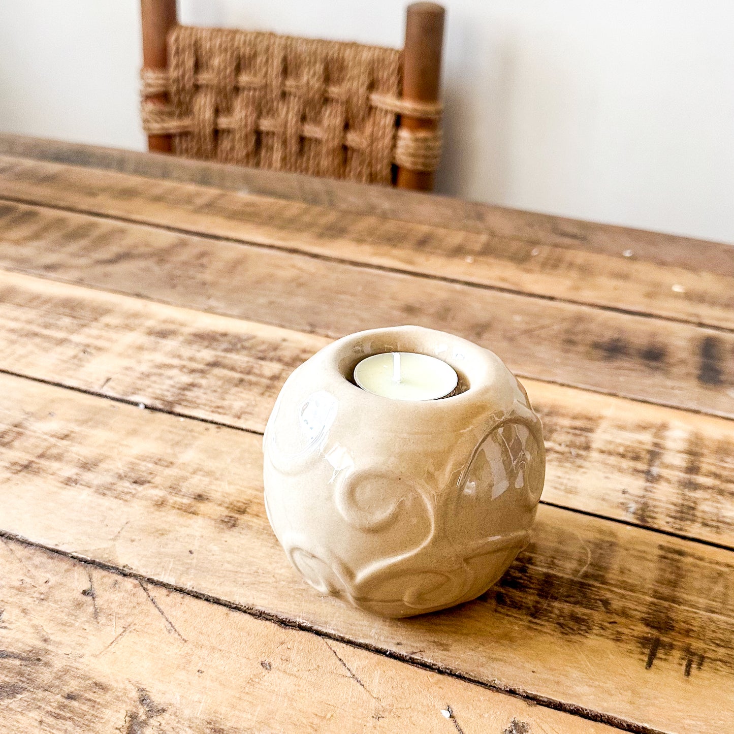 Portavela Cerámica Esmaltada con Relieves - 4 Diseños Únicos