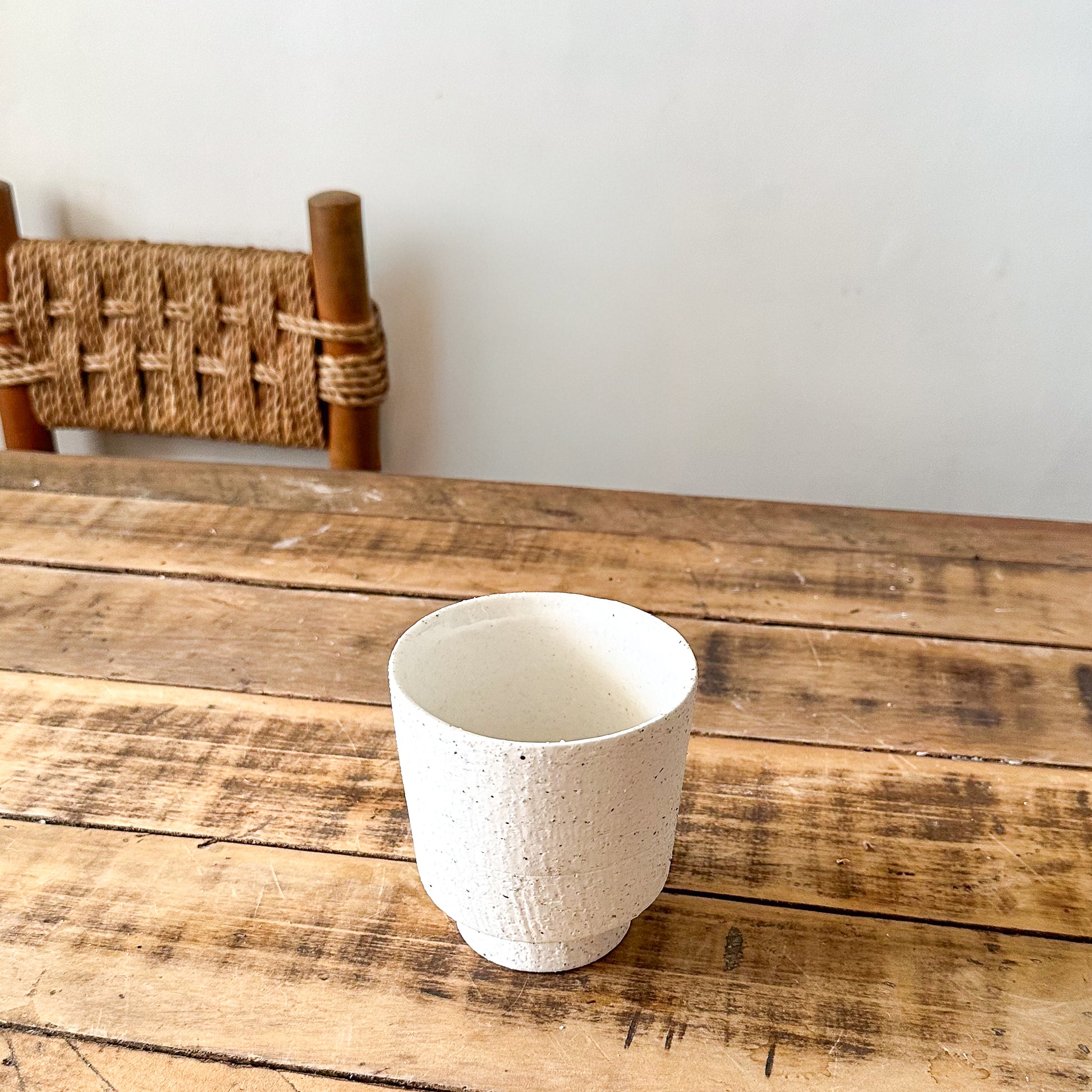 Pot Cerámica Rústica Blanca Porta Macetero Frank Home Chile