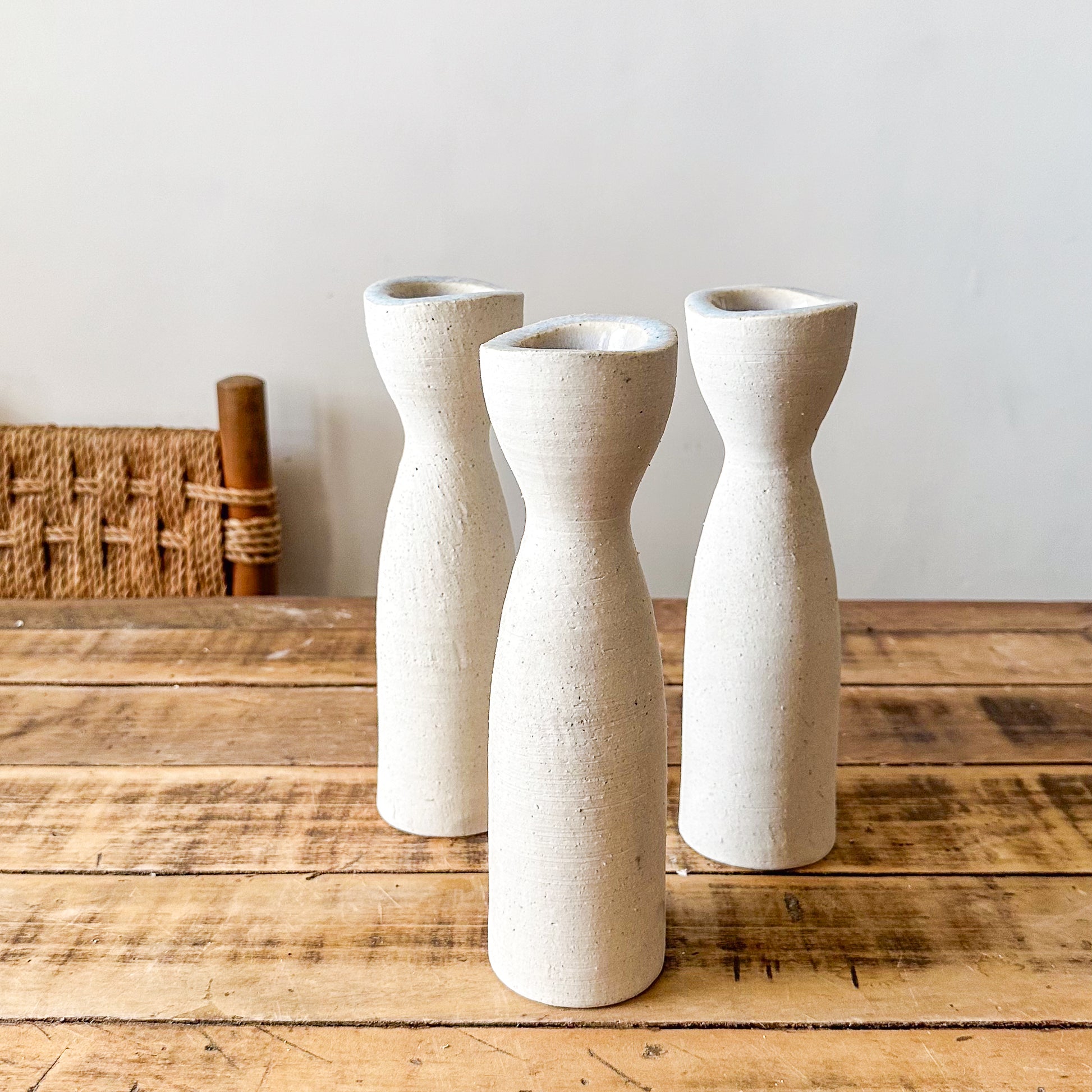 Porta Vela Cerámica Texturada 2 Tamaños - Diseño Artesanal Azul Porta Vela Frank Home Chile