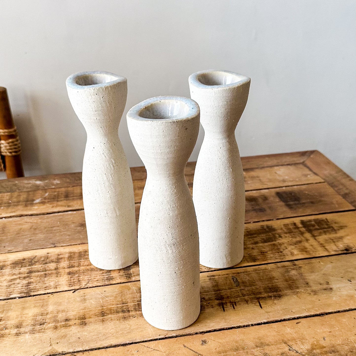 Porta Vela Cerámica Texturada 2 Tamaños - Diseño Artesanal Azul Porta Vela Frank Home Chile