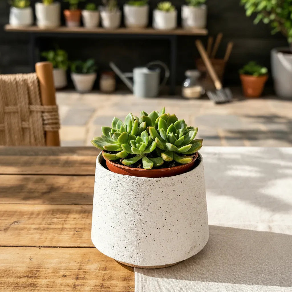 Porta Macetero Cerámica Interior Azul - Diseño Elegante 3 Tamaños Porta Macetero Frank Home Chile