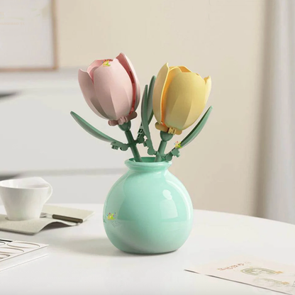 Bloques de Construcción Flores Tulipanes con Jarrón Florero Frank Home Chile