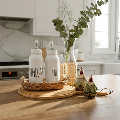 Set Aceite y Vinagre Cerámica 13.5cm - Tapa Silicona Rosca Aceitero Frank Home Chile