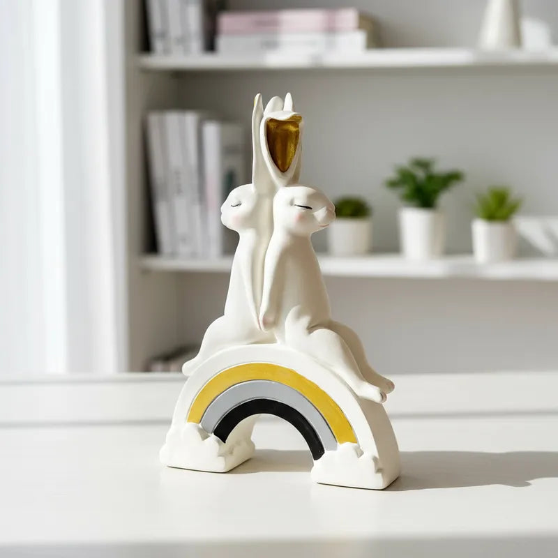 Adorno Conejo Arcoiris Decorativo 21cm - Cerámica Adorno Frank Home Chile
