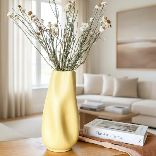 Florero Cerámica Abstracto Amarillo Mantequilla Florero Frank Home Chile