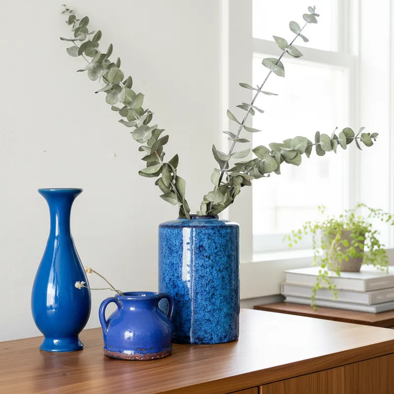 Florero cerámica Anfora Azul Florero Frank Home Chile