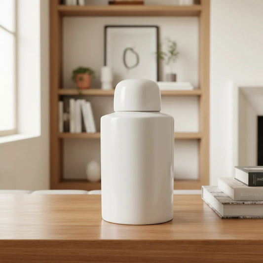 Vasija Ánfora Cerámica con Tapa 28cm - Almacenaje Decorativo Vasija con tapa Frank Home Chile