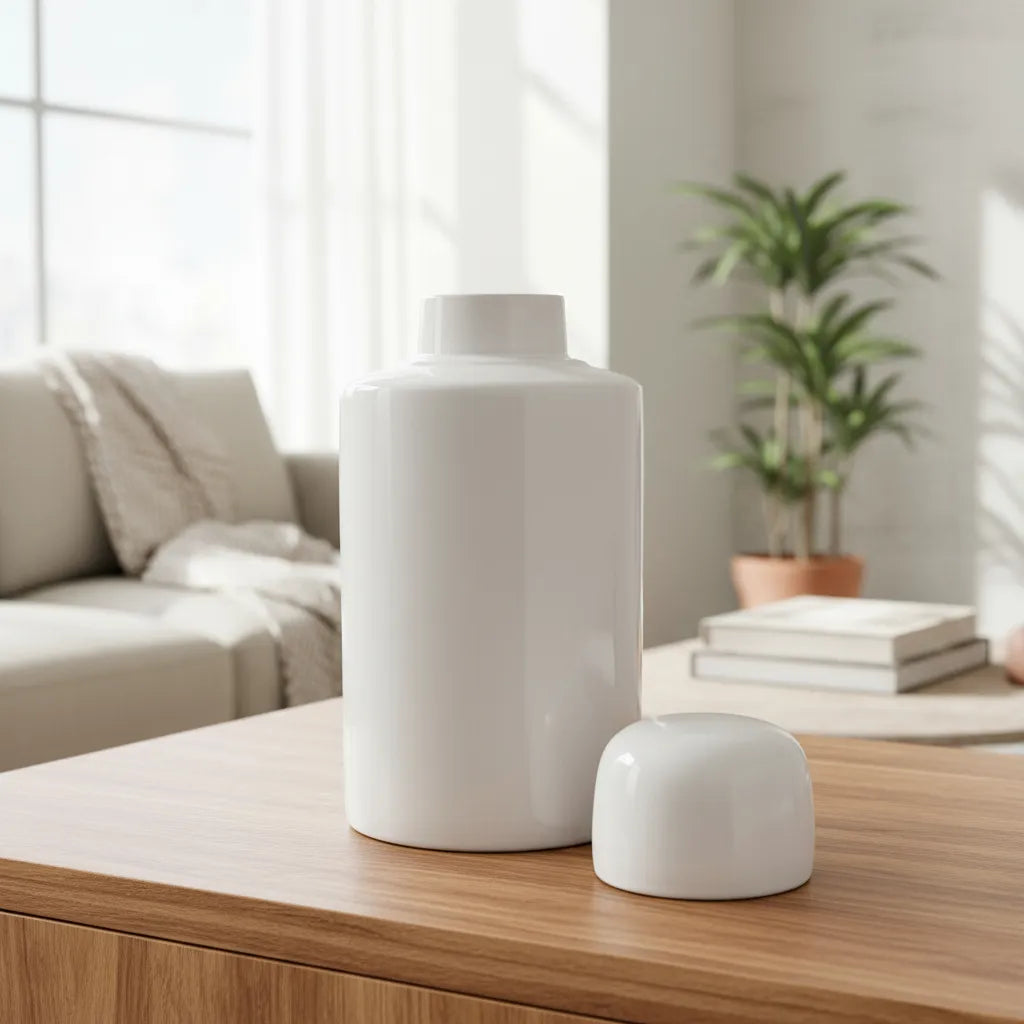 Vasija Ánfora Cerámica con Tapa 28cm - Almacenaje Decorativo Vasija con tapa Frank Home Chile