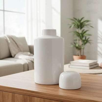 Vasija Ánfora Cerámica con Tapa 28cm - Almacenaje Decorativo Vasija con tapa Frank Home Chile