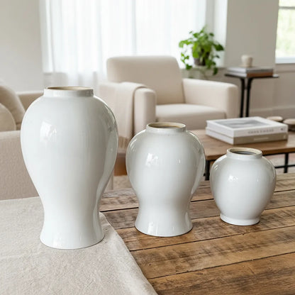 Floreros Anfora cerámica esmaltada blanco Florero Frank Home Chile