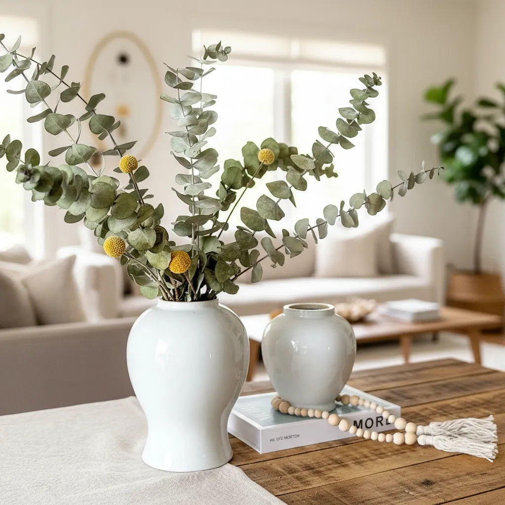 Floreros Anfora cerámica esmaltada blanco Florero Frank Home Chile