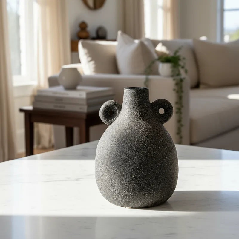 Florero Ánfora Textura Rugosa Grafito 15cm - Frank Home Florero Frank Home Chile